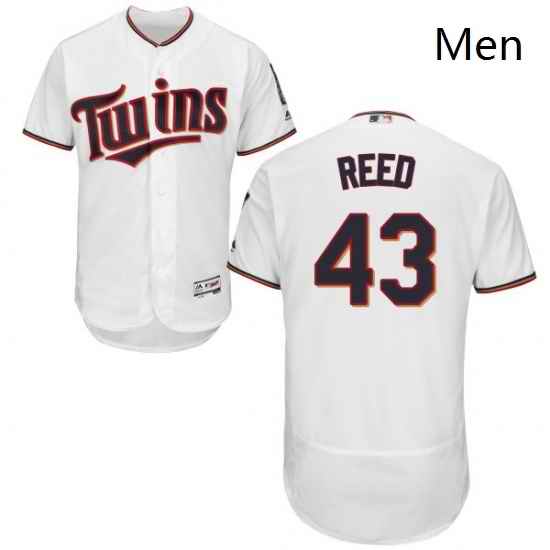 Mens Majestic Minnesota Twins 43 Addison Reed White Home Flex Base Authentic Collection MLB Jersey